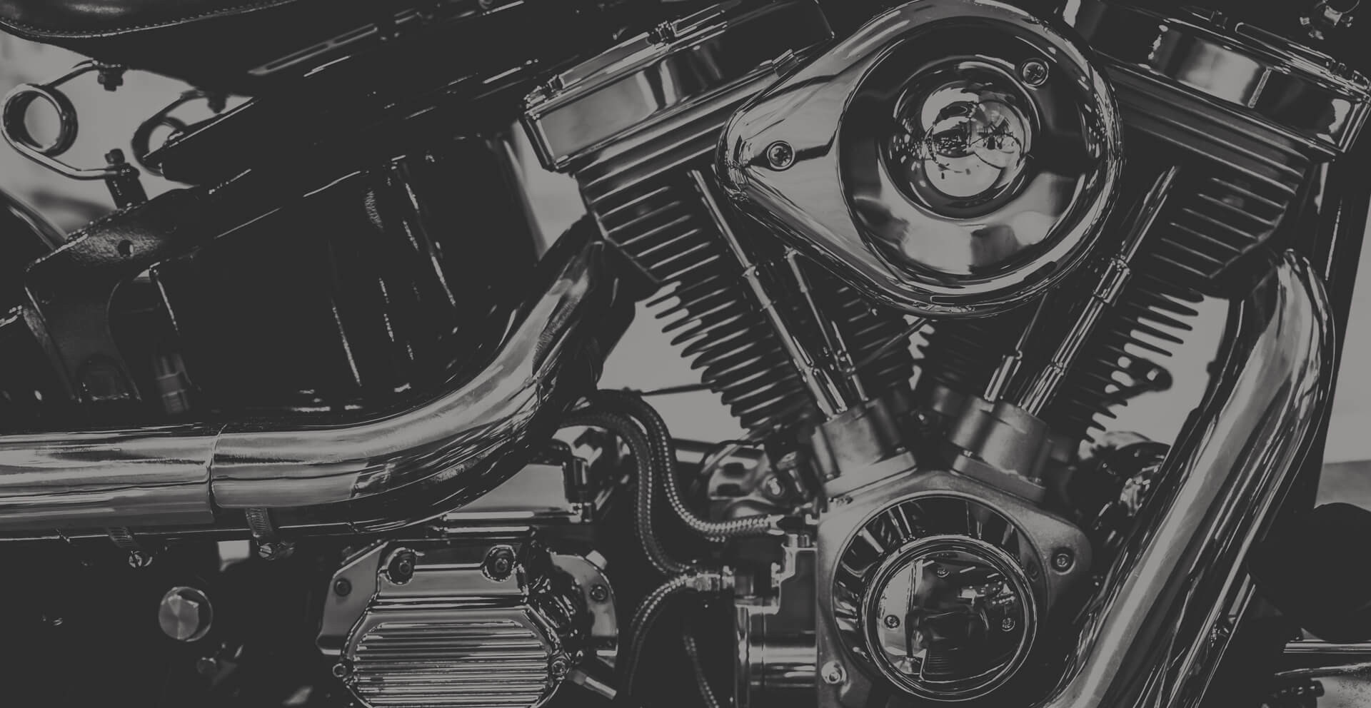 Close-up of a motorcycle V-twin engine