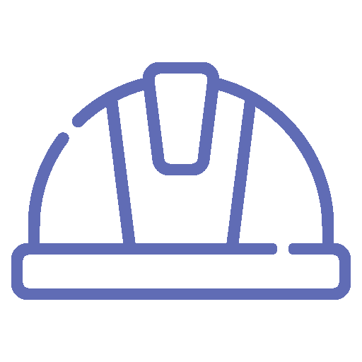 Line-art icon of a hard hat representing a civil litigation attorney.