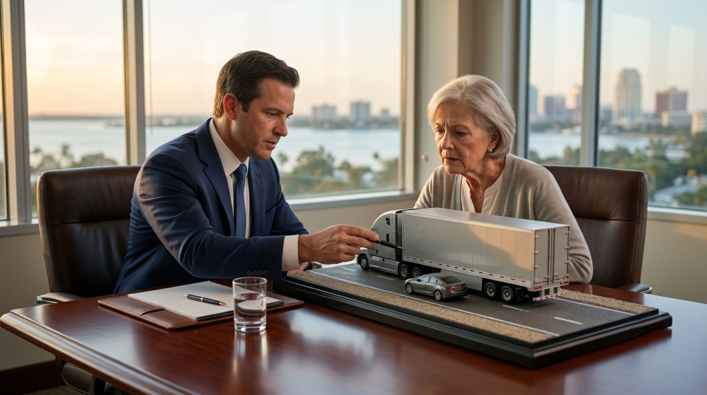 Attorney discussing a truck accident case with a client