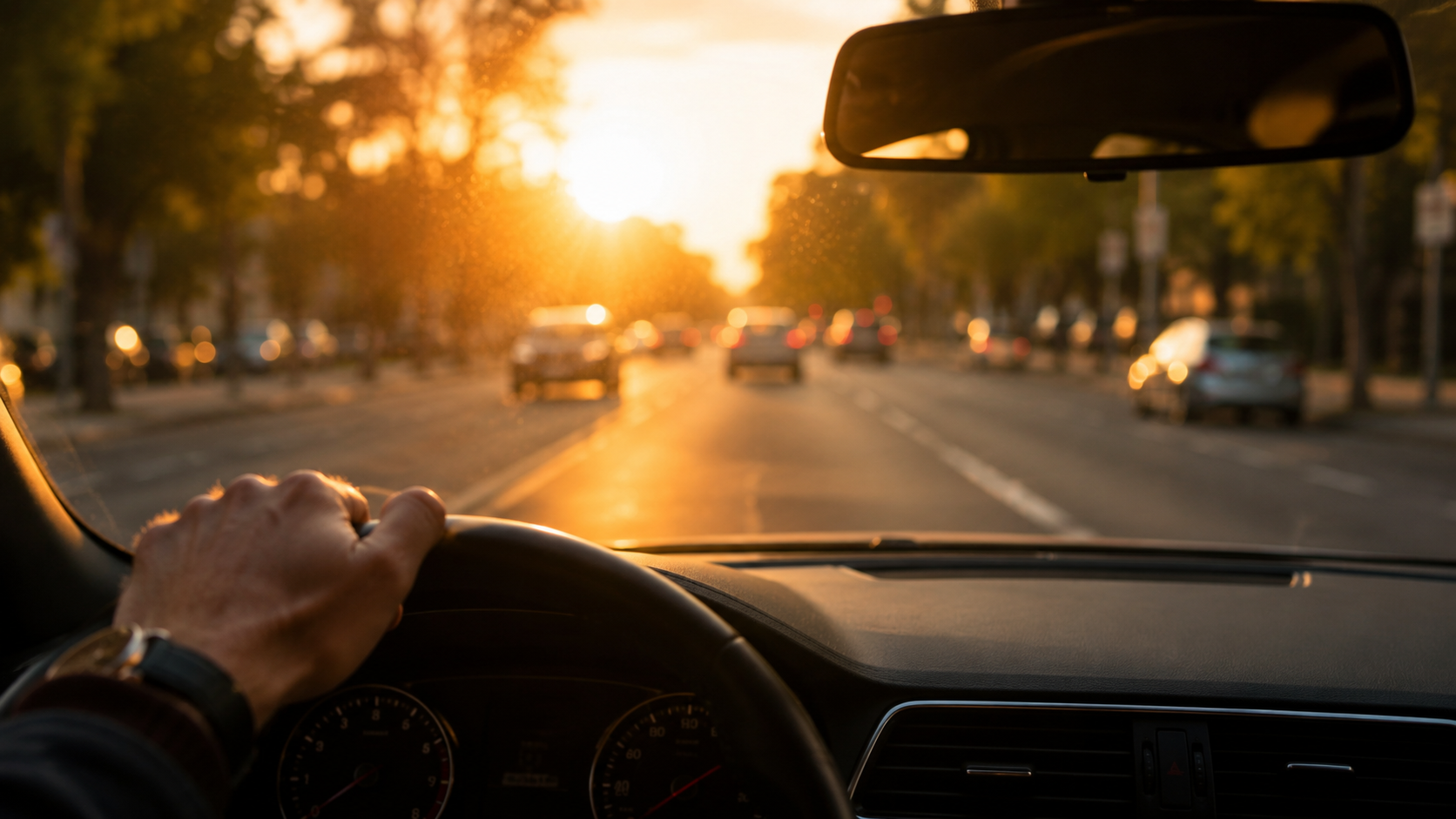 Driver facing sun glare through the windshield