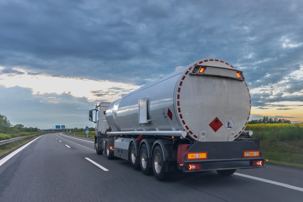 Tanker truck driving on a highway