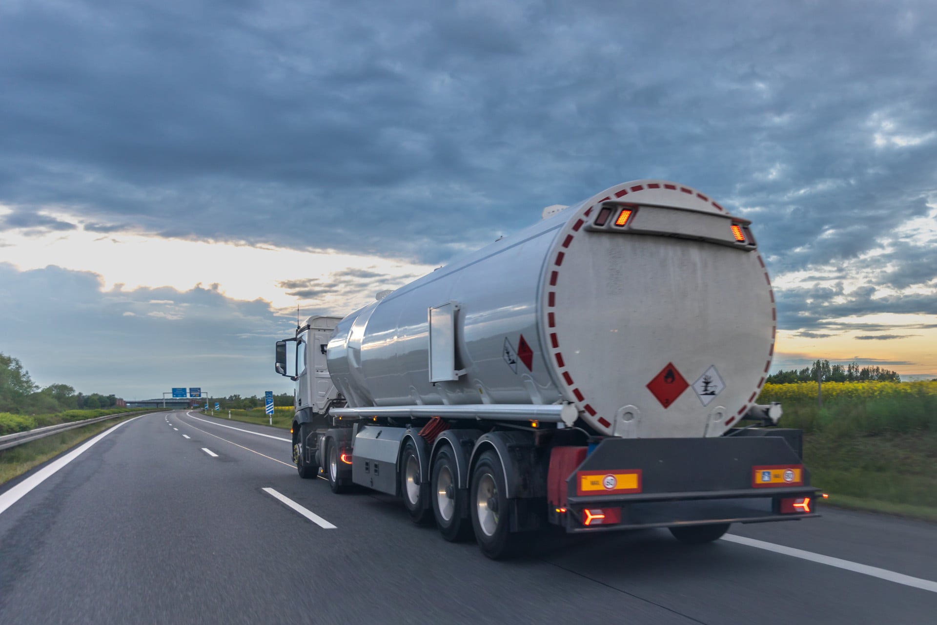 Tanker truck driving on a highway
