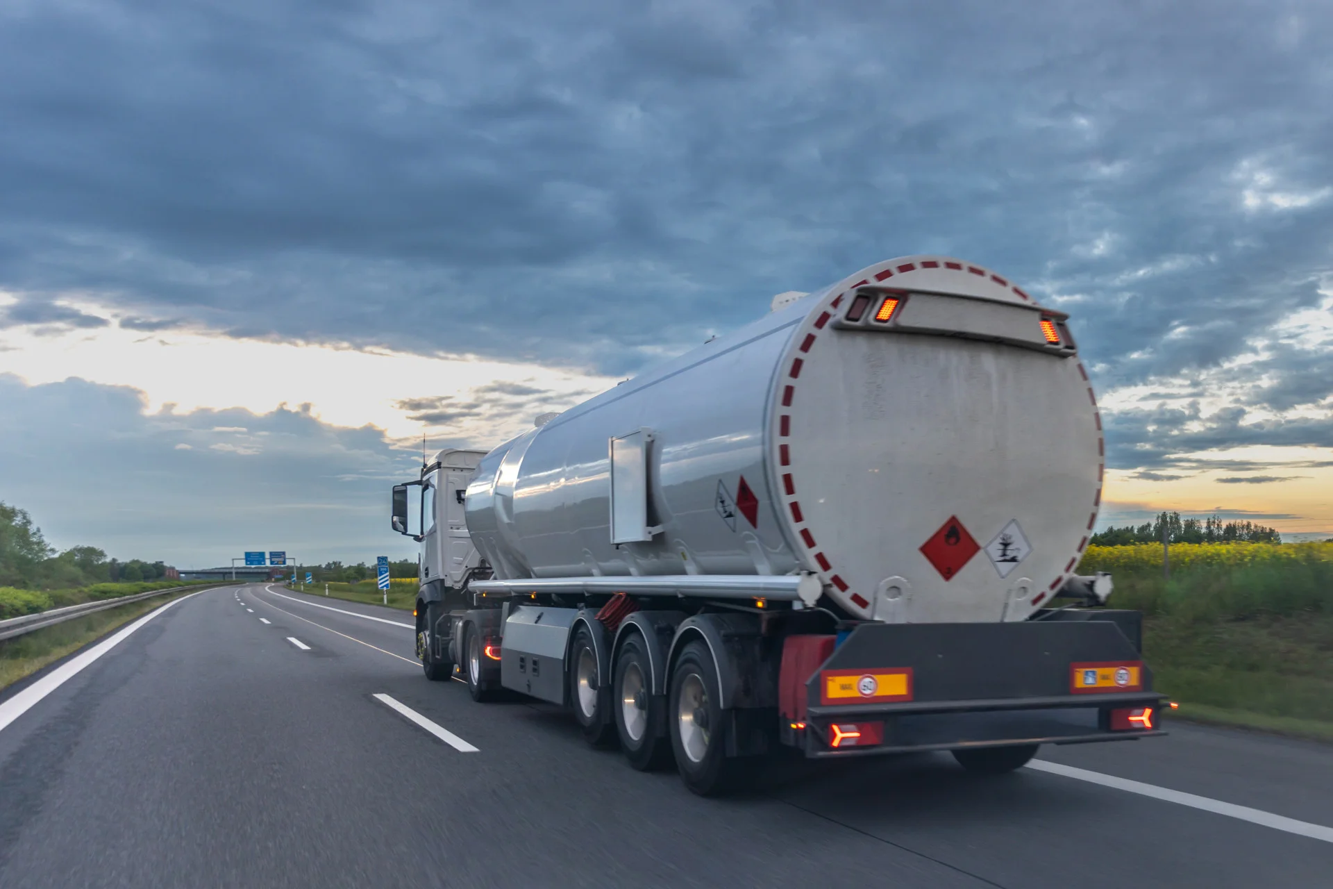 Tanker truck driving on a highway